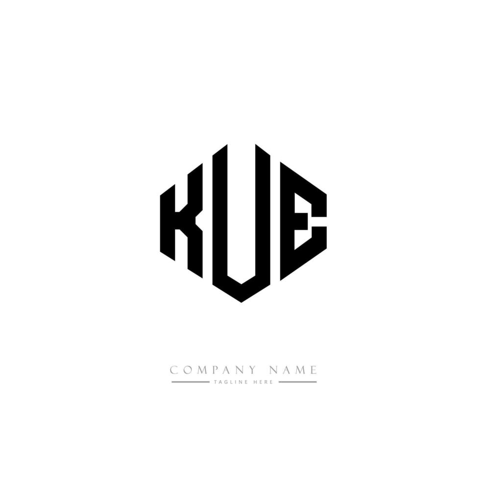 diseño de logotipo de letra kue con forma de polígono. diseño de logotipo en forma de cubo y polígono kue. kue hexagon vector logo plantilla colores blanco y negro. monograma kue, logotipo empresarial y inmobiliario.
