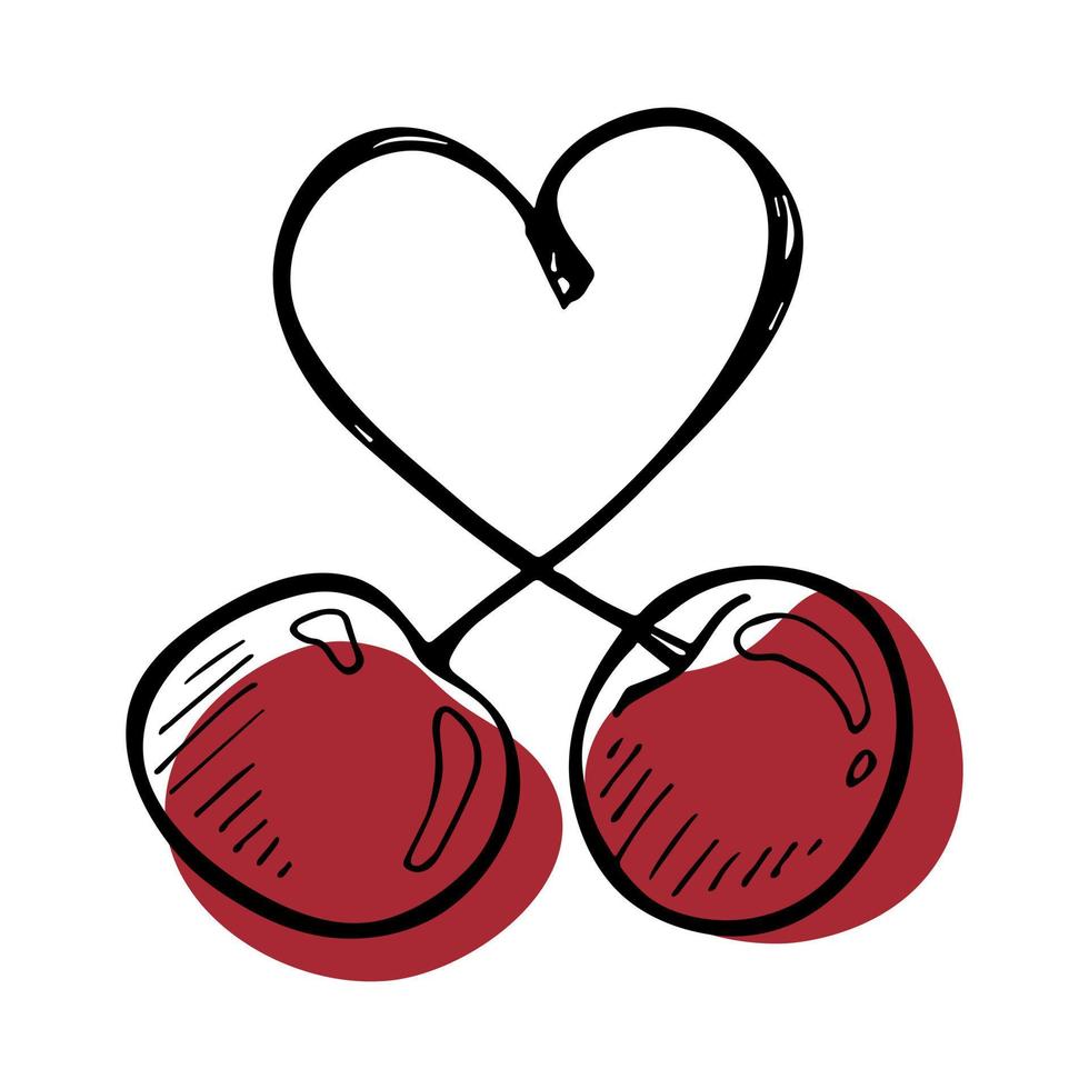 Vector cherry clipart. Hand drawn berry icon. Fruit illustration