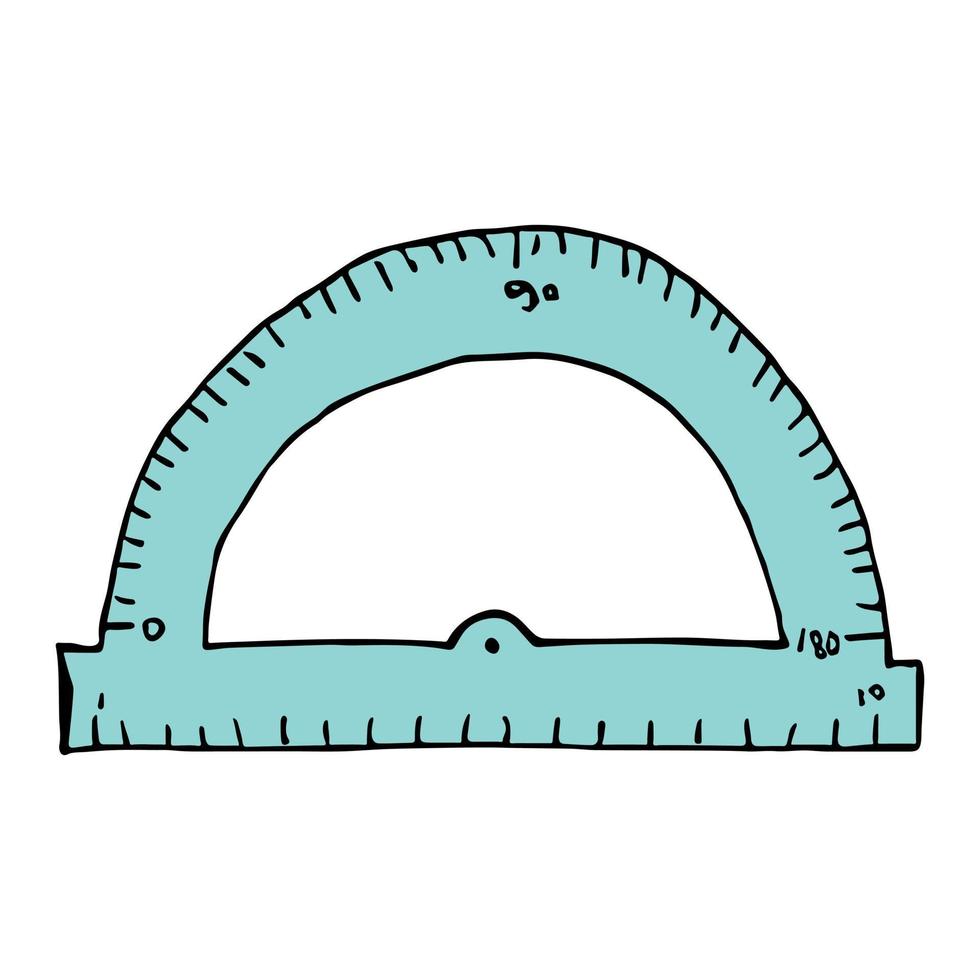 Vector protractor clipart. Hand drawn office supplies. For print, web, design, decor, logo