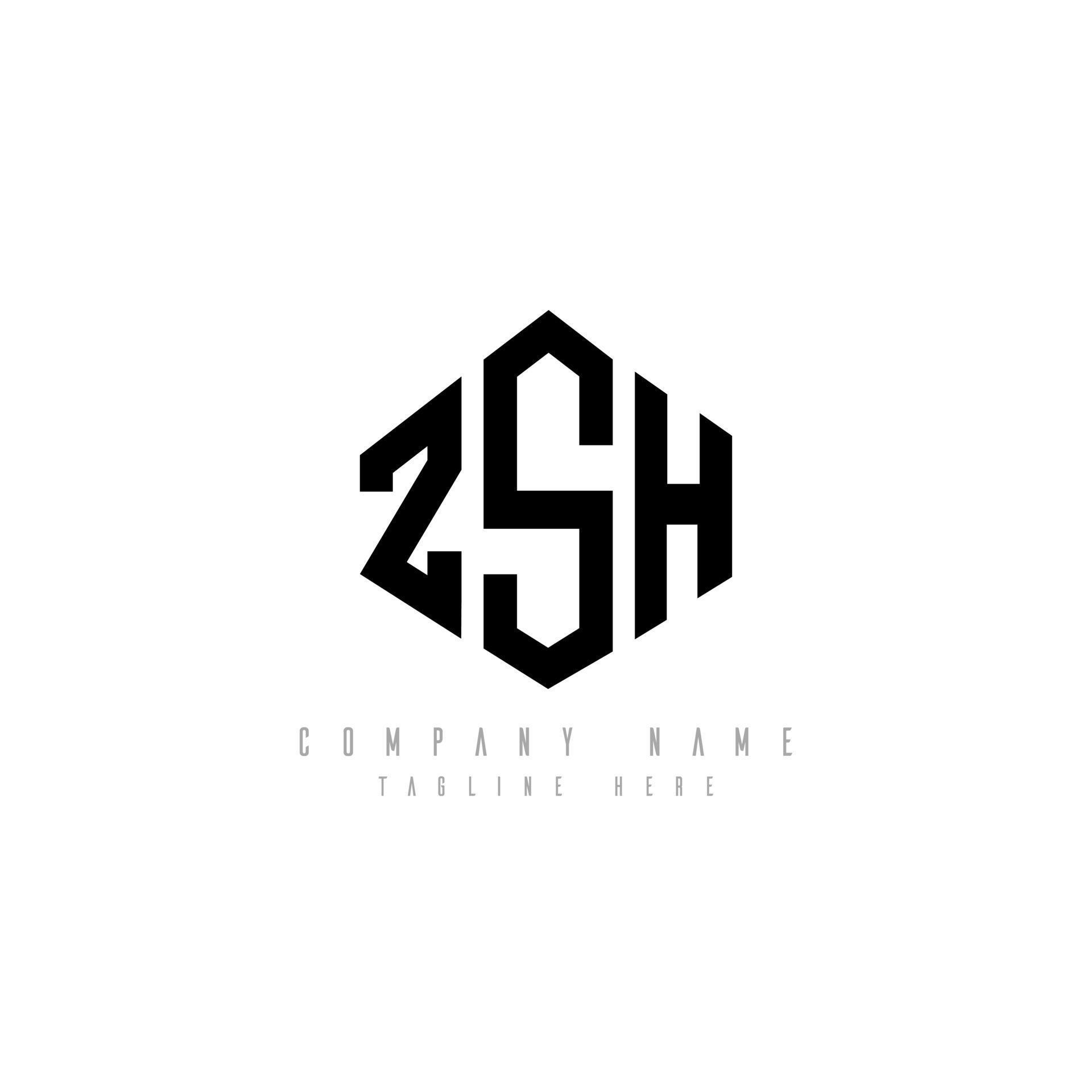 ZSH letter logo design with polygon shape. ZSH polygon and cube shape