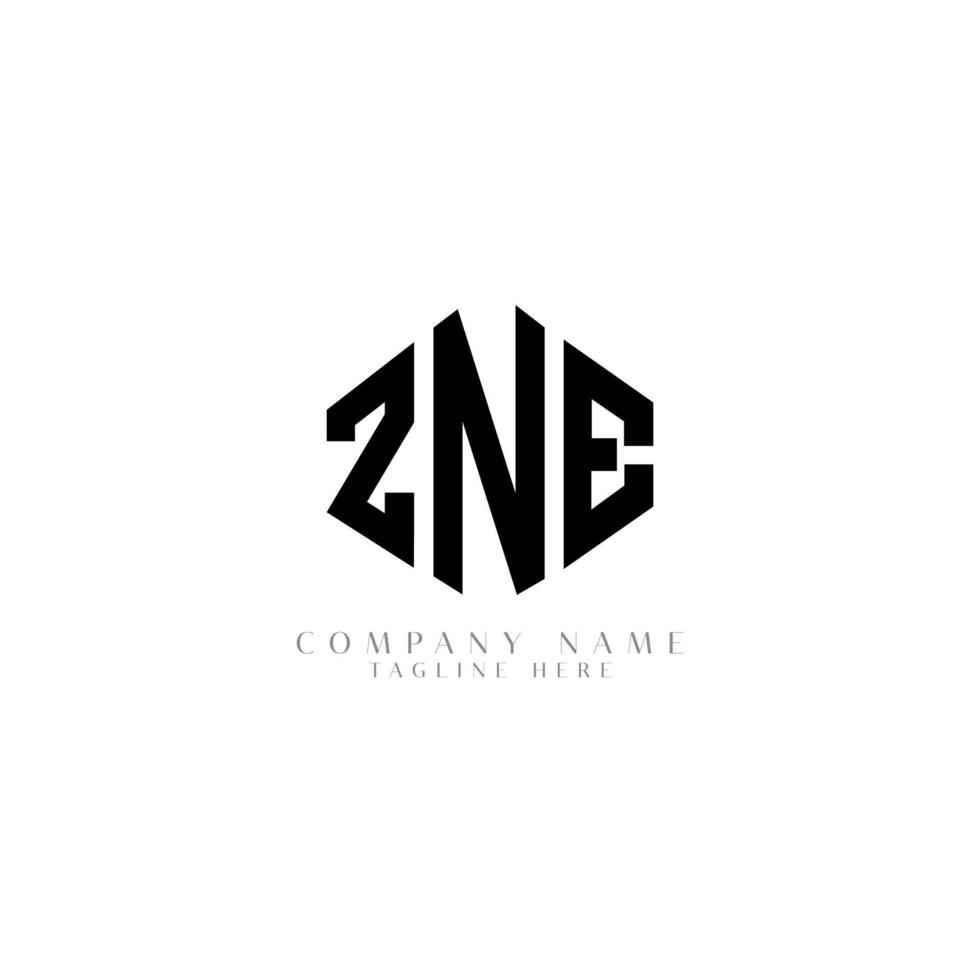 ZNE letter logo design with polygon shape. ZNE polygon and cube shape logo design. ZNE hexagon vector logo template white and black colors. ZNE monogram, business and real estate logo.