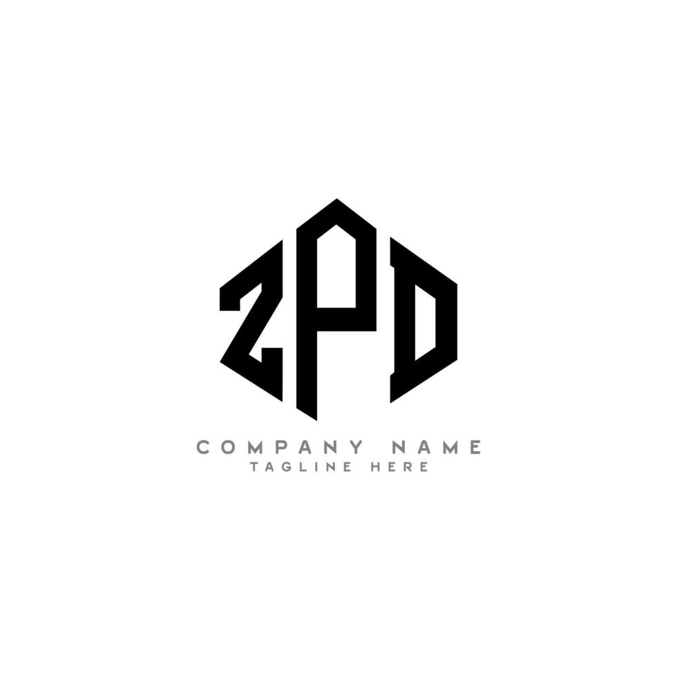 ZPD letter logo design with polygon shape. ZPD polygon and cube shape logo design. ZPD hexagon vector logo template white and black colors. ZPD monogram, business and real estate logo.