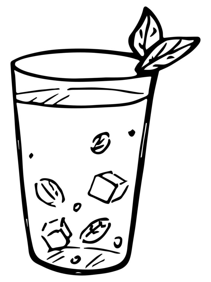Cute cup of water, juice or soda. Glass illustration. Simple drink clipart vector