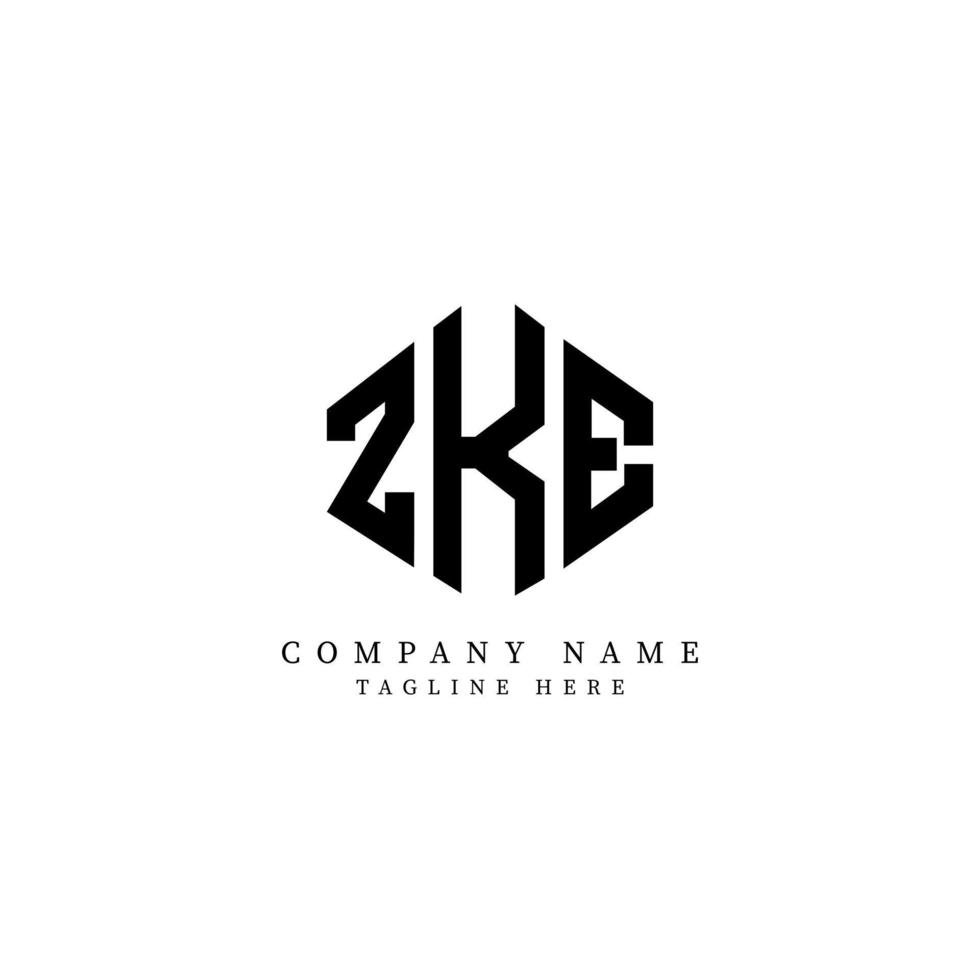 ZKE letter logo design with polygon shape. ZKE polygon and cube shape logo design. ZKE hexagon vector logo template white and black colors. ZKE monogram, business and real estate logo.