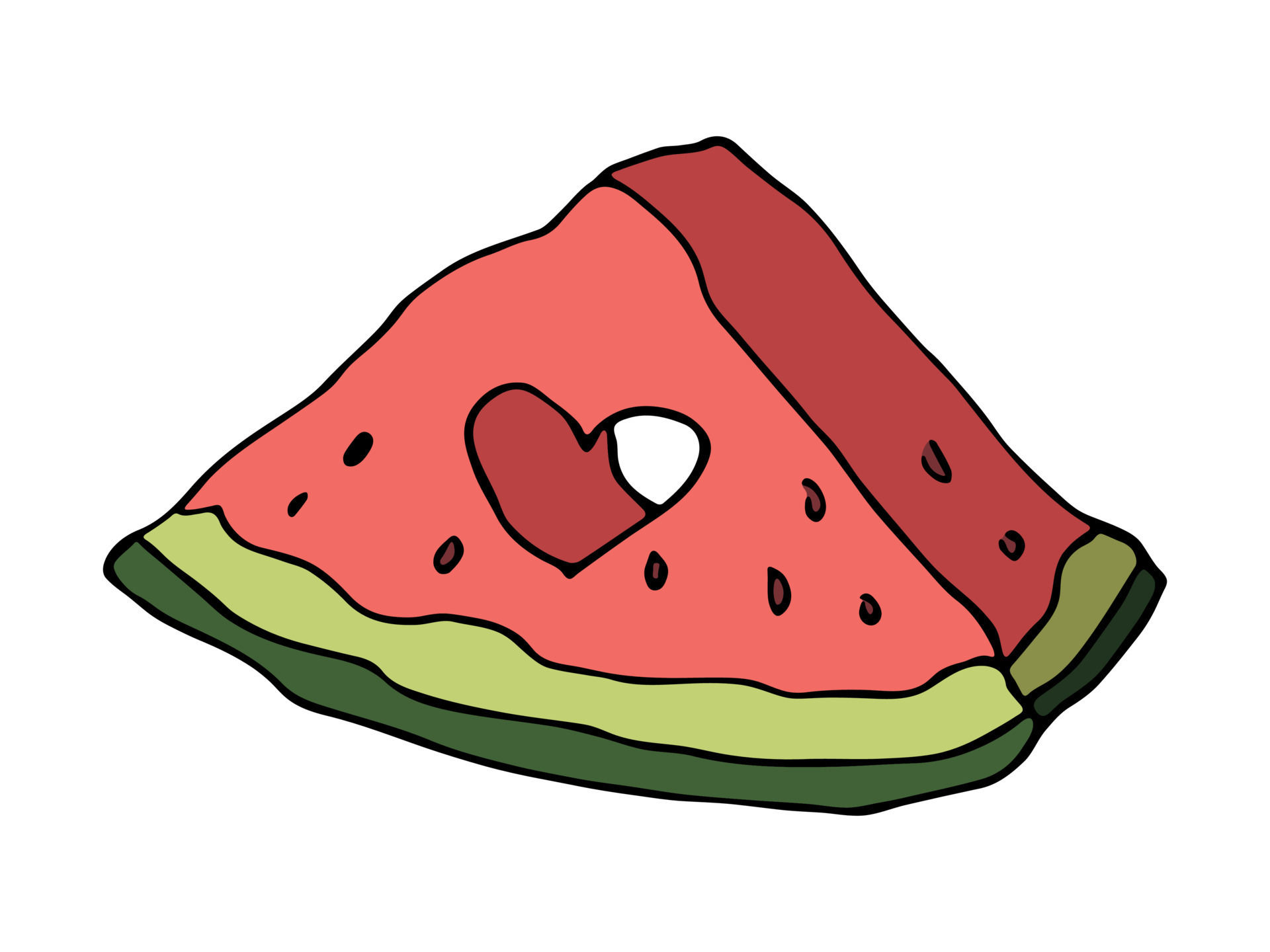 Cute vector watermelon clipart. Hand drawn watermelon slice icon. Fruit