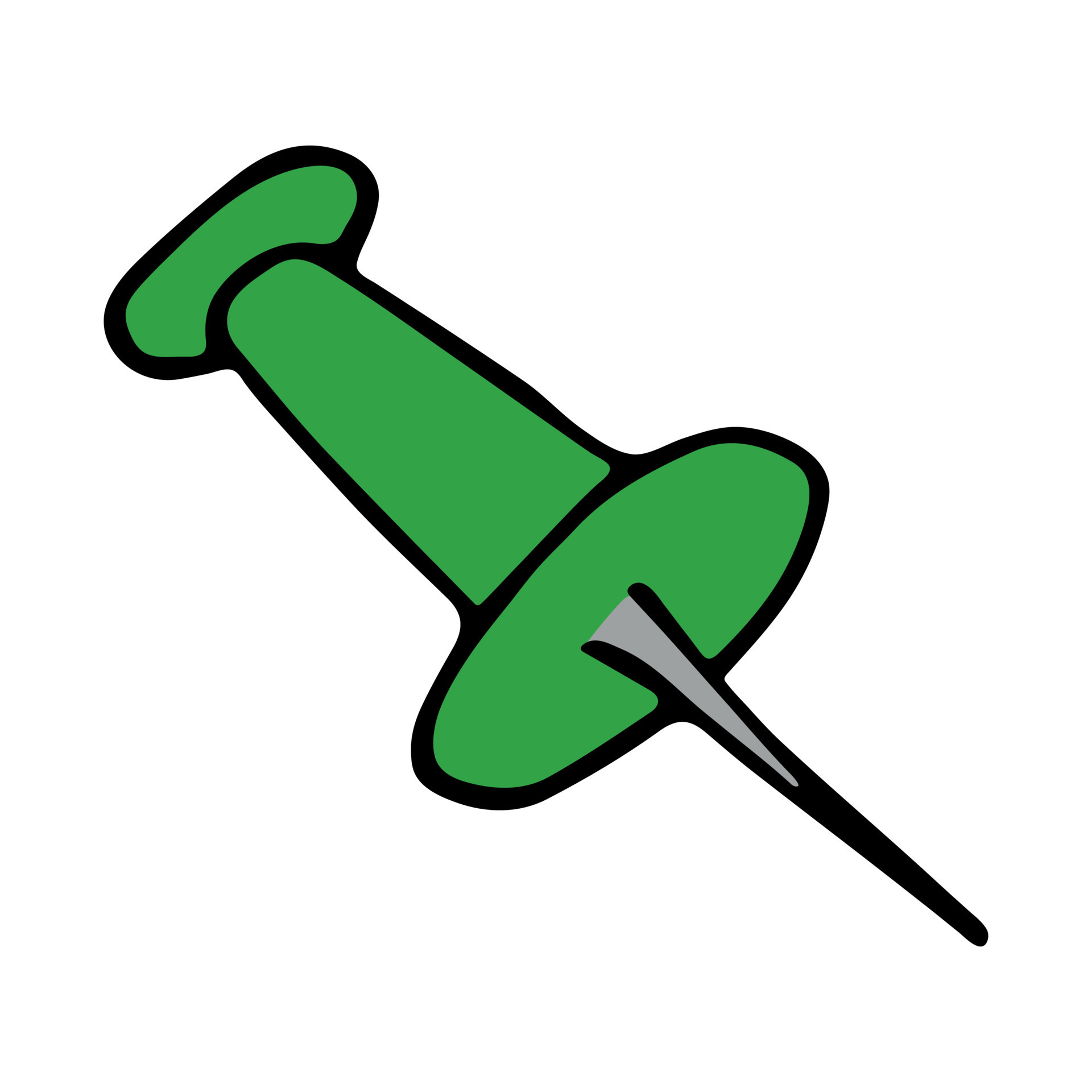 Vector drawing pin clipart. Hand drawn office supplies. For print, web