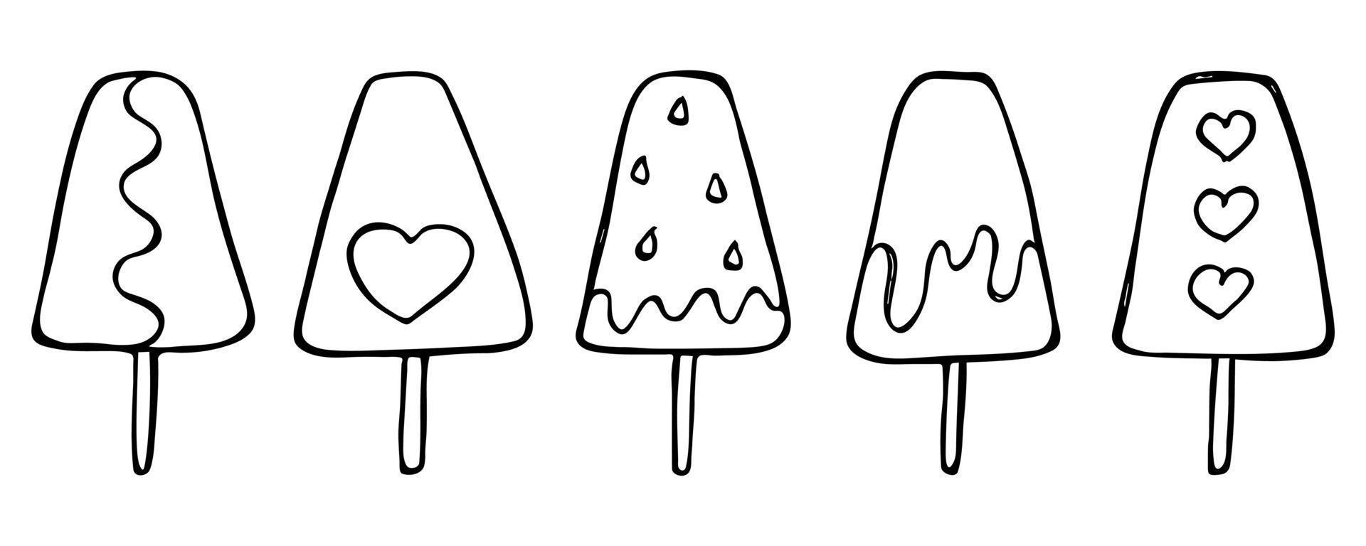 Vector set of hand drawn ice cream illustration. Cute dessert clipart. For print, web, design, decor, logo.