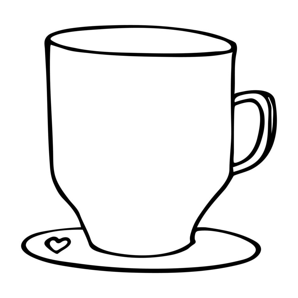 Cute cup of tea or coffee illustration. Simple mug clipart. Cozy home doodle vector