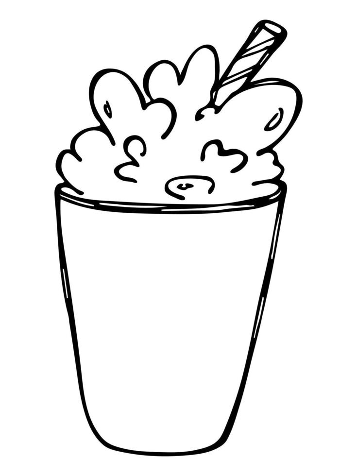 Cute milkshake illustration. Simple cup clipart. Pretty drink doodle vector