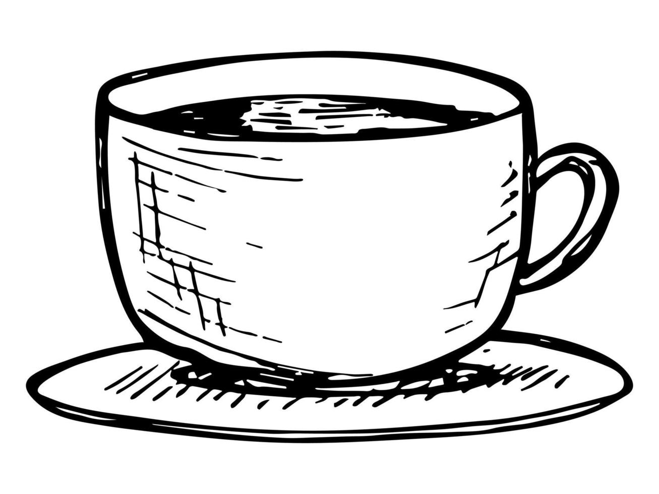 linda taza de té o ilustración de café. imágenes prediseñadas de taza simple. acogedor hogar garabato vector