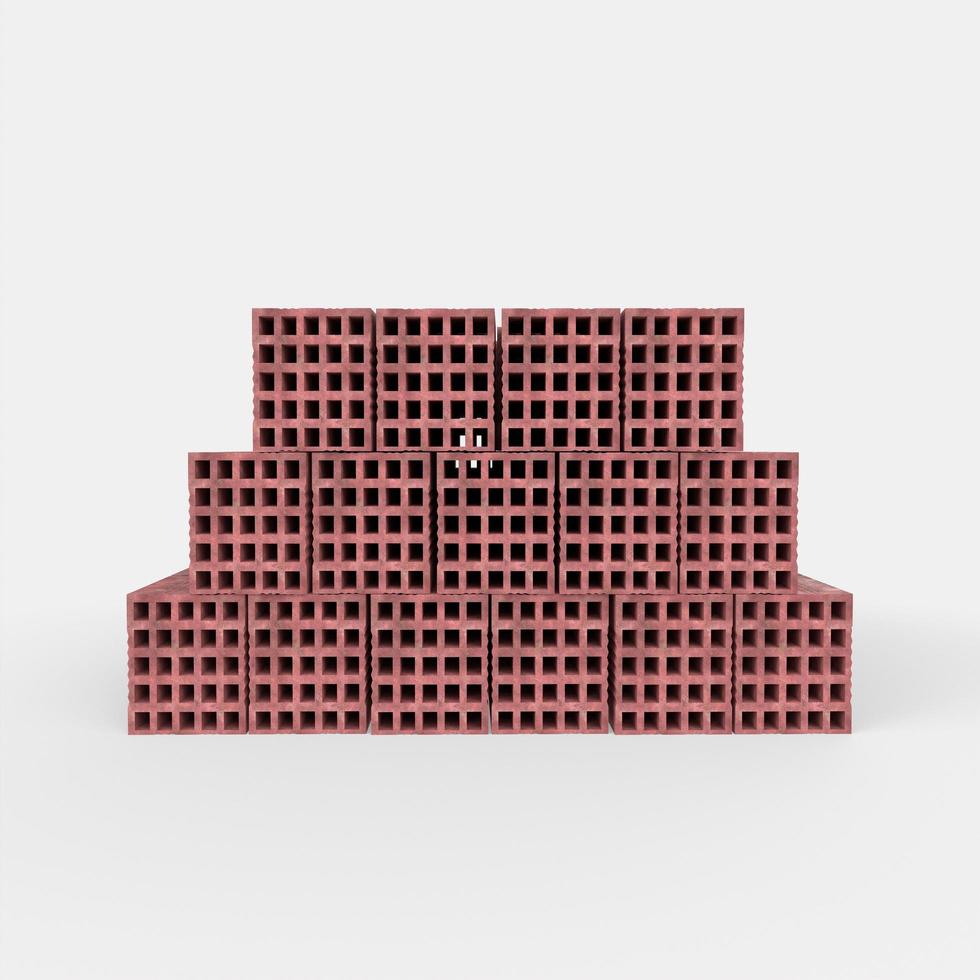 Red briquette brick 3d modelling photo