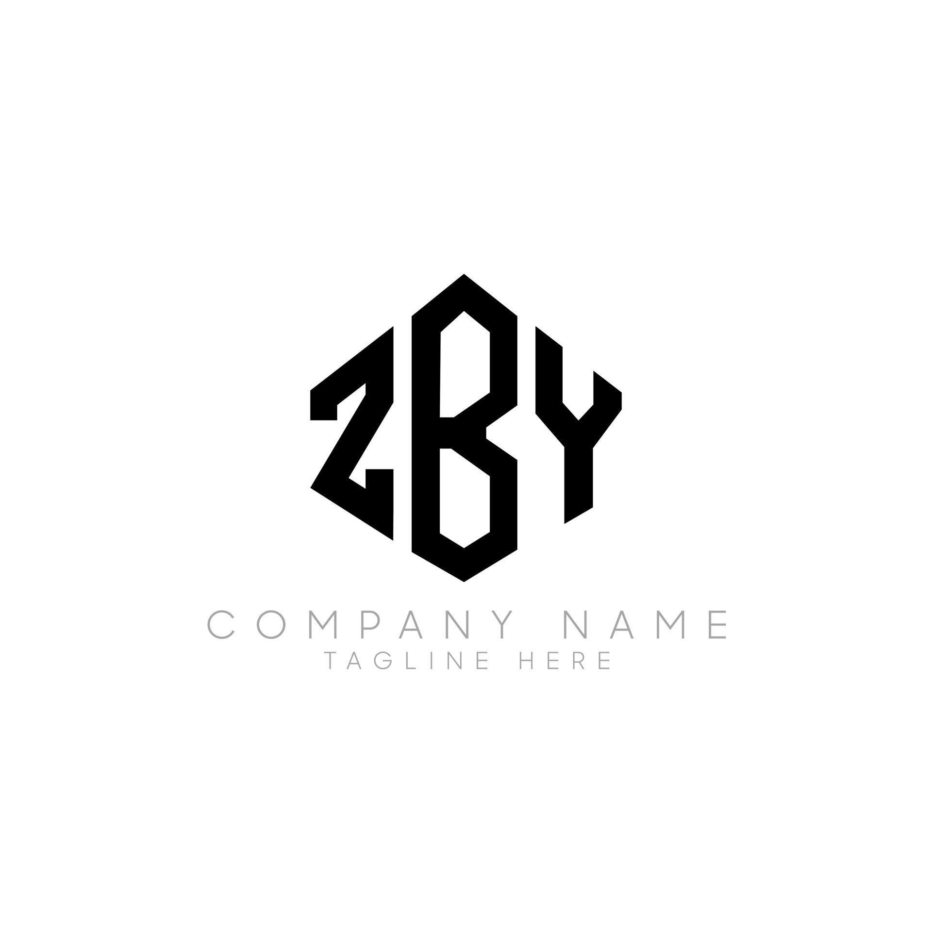 ZBY letter logo design with polygon shape. ZBY polygon and cube shape