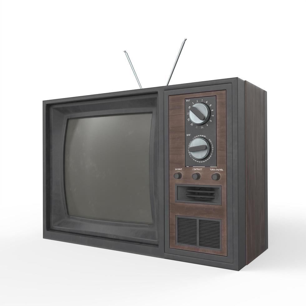 old tv isolated on white background photo