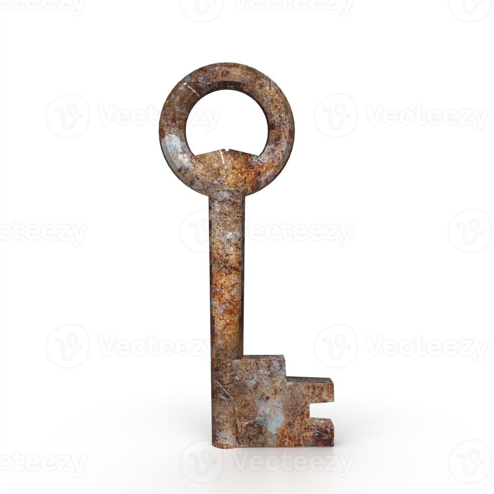 Old key isolated on white background photo