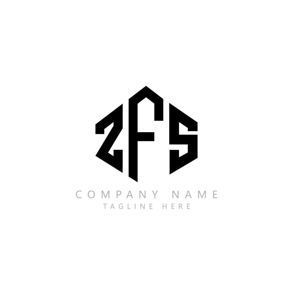 ZFS letter logo design with polygon shape. ZFS polygon and cube shape logo design. ZFS hexagon vector logo template white and black colors. ZFS monogram, business and real estate logo.