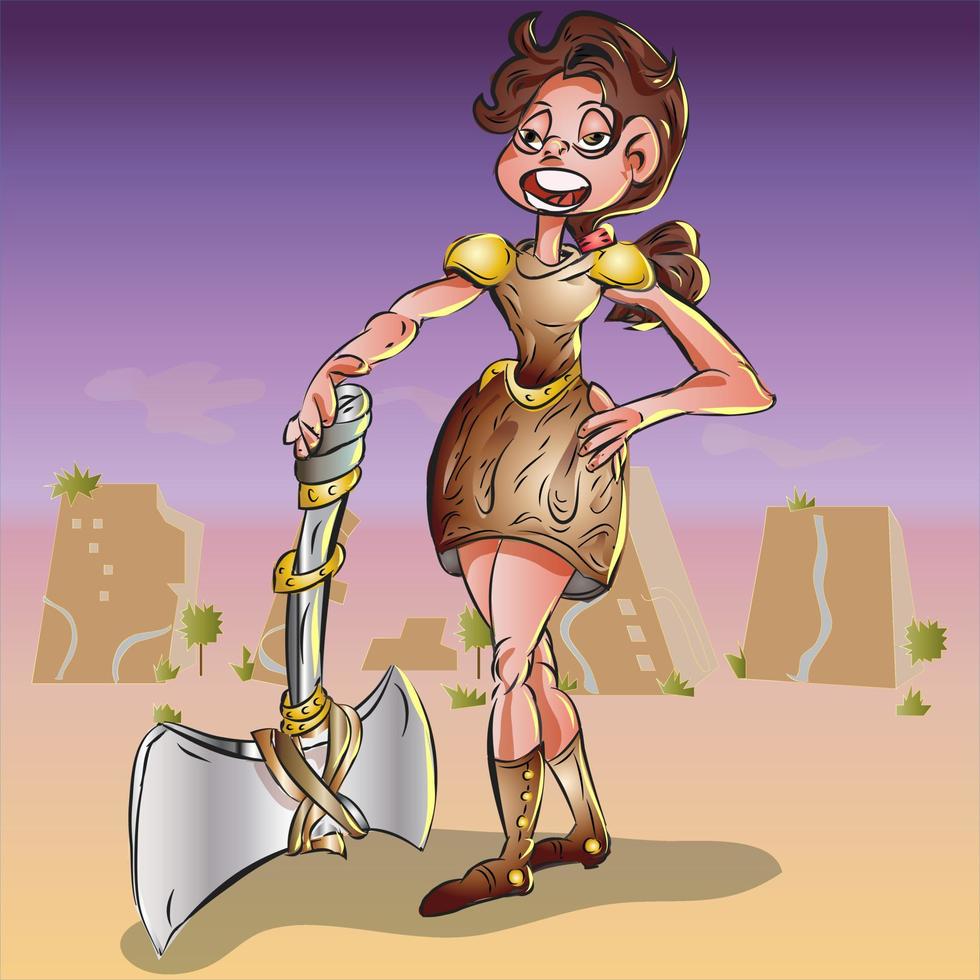 Cartoon Female Warrior vector