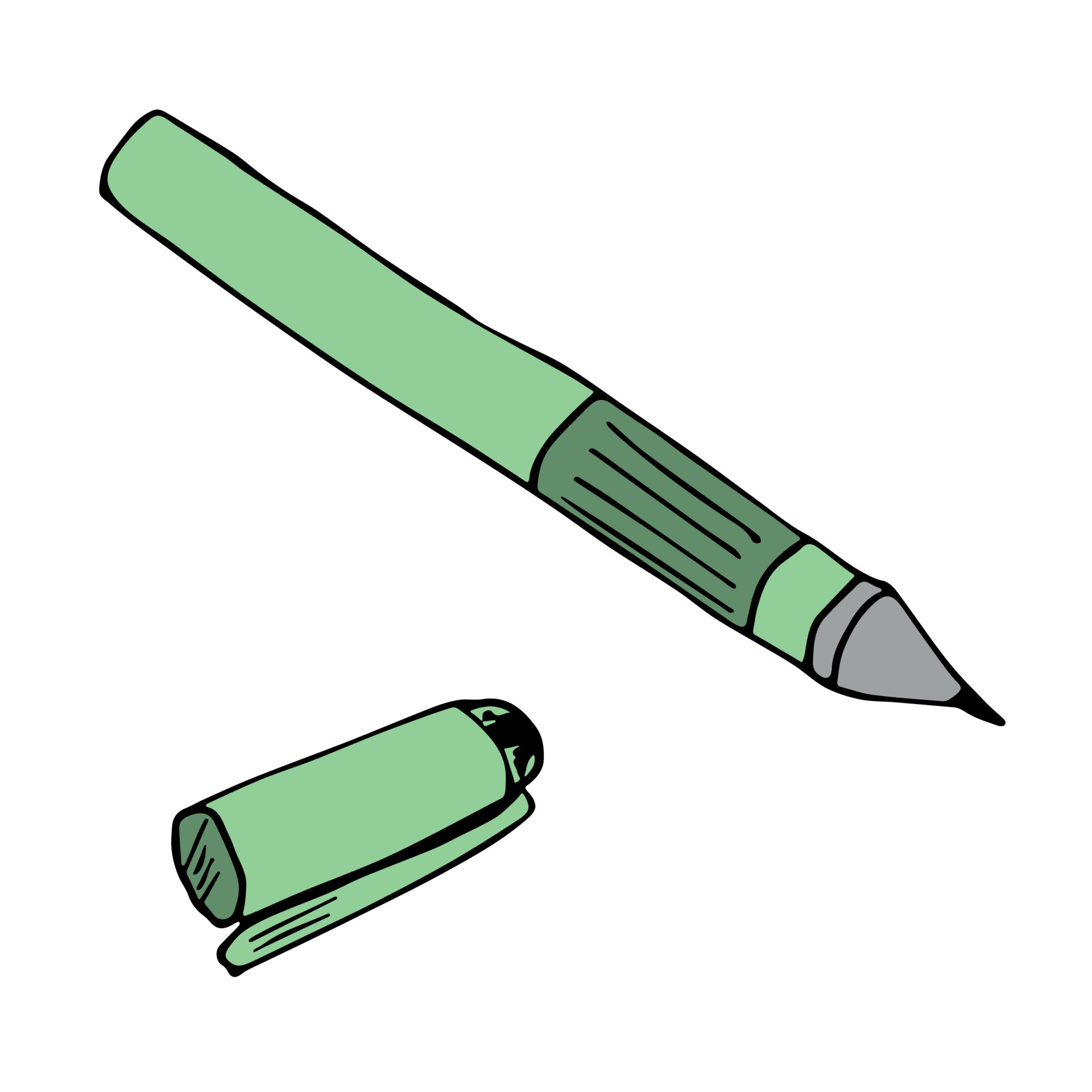 Vector pen clipart. Hand drawn office supplies. For print, web, design