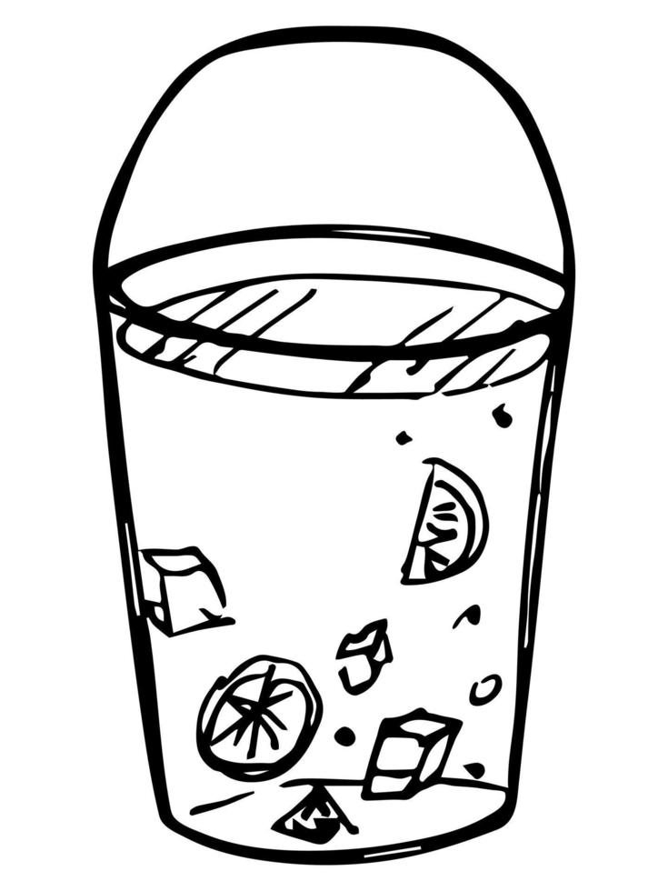 linda taza de agua, batido, jugo o refresco. bebida ilustración. imágenes prediseñadas de cóctel simple vector