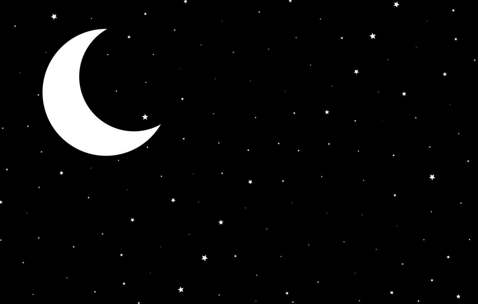 night black sky with moon stars vector