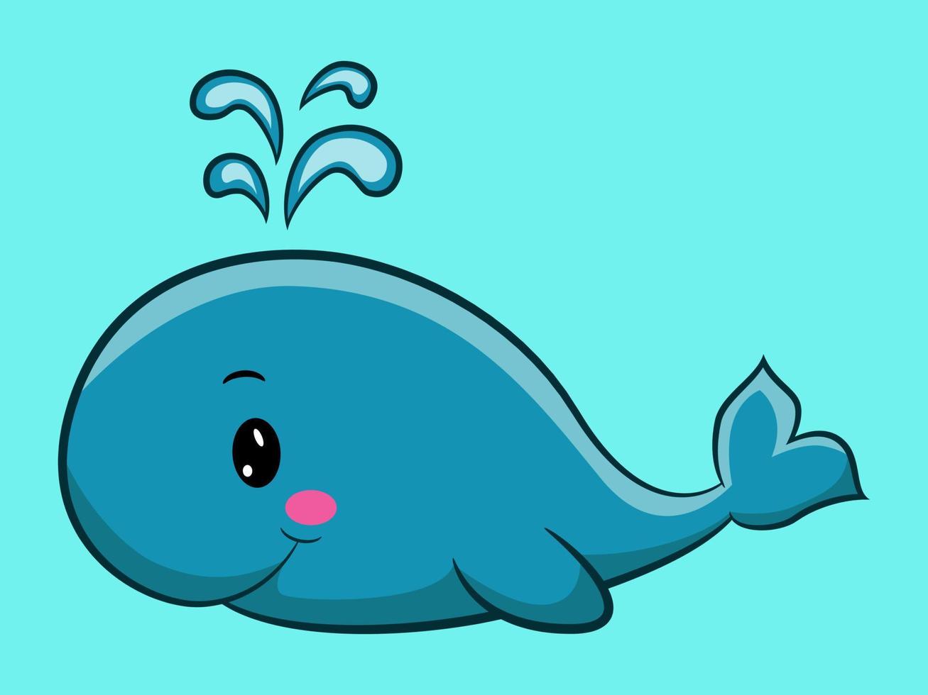 Cute Smile Whale Vector Cartoon