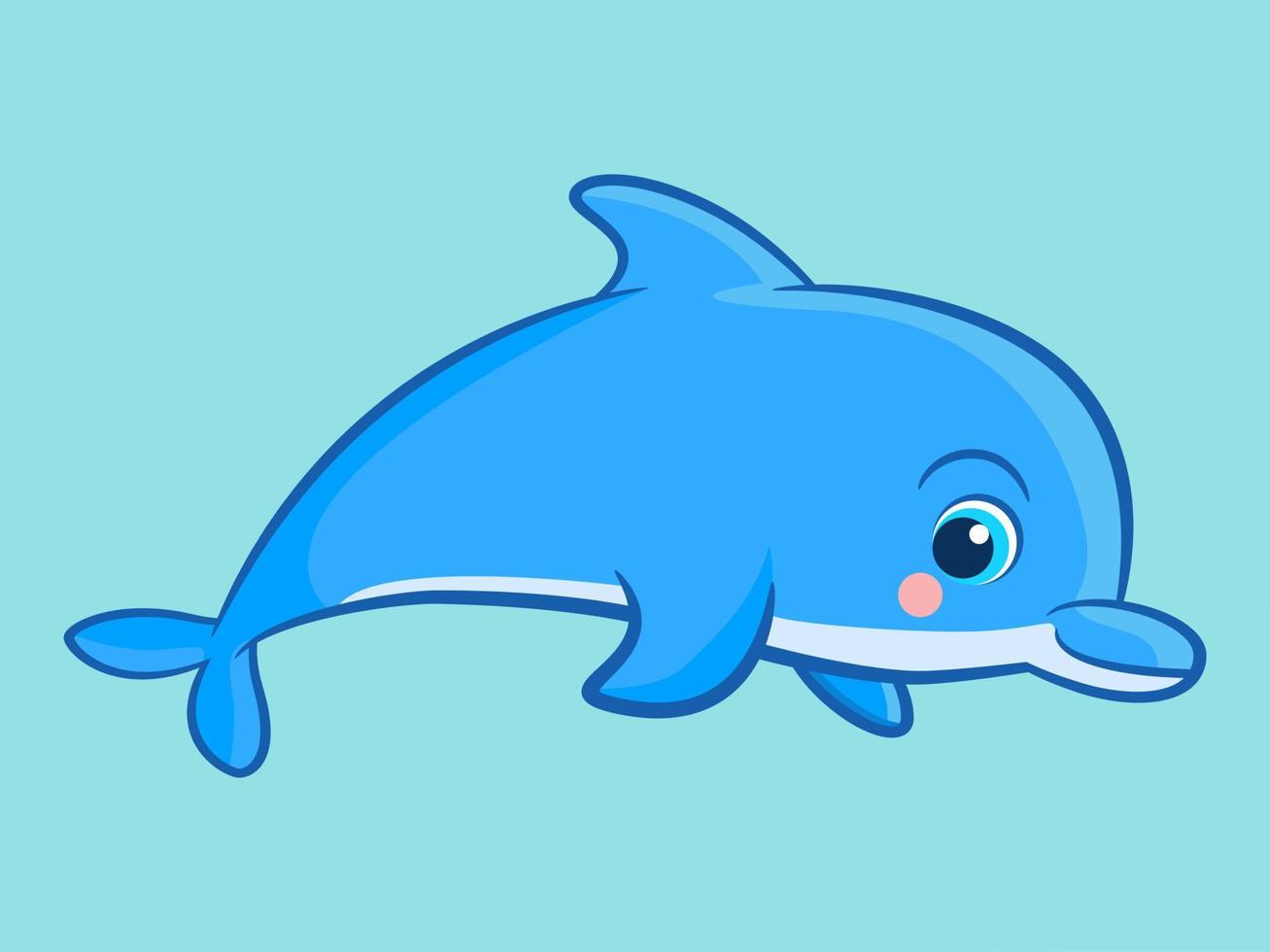 Cute Smile Dolphin Cartoon Vector