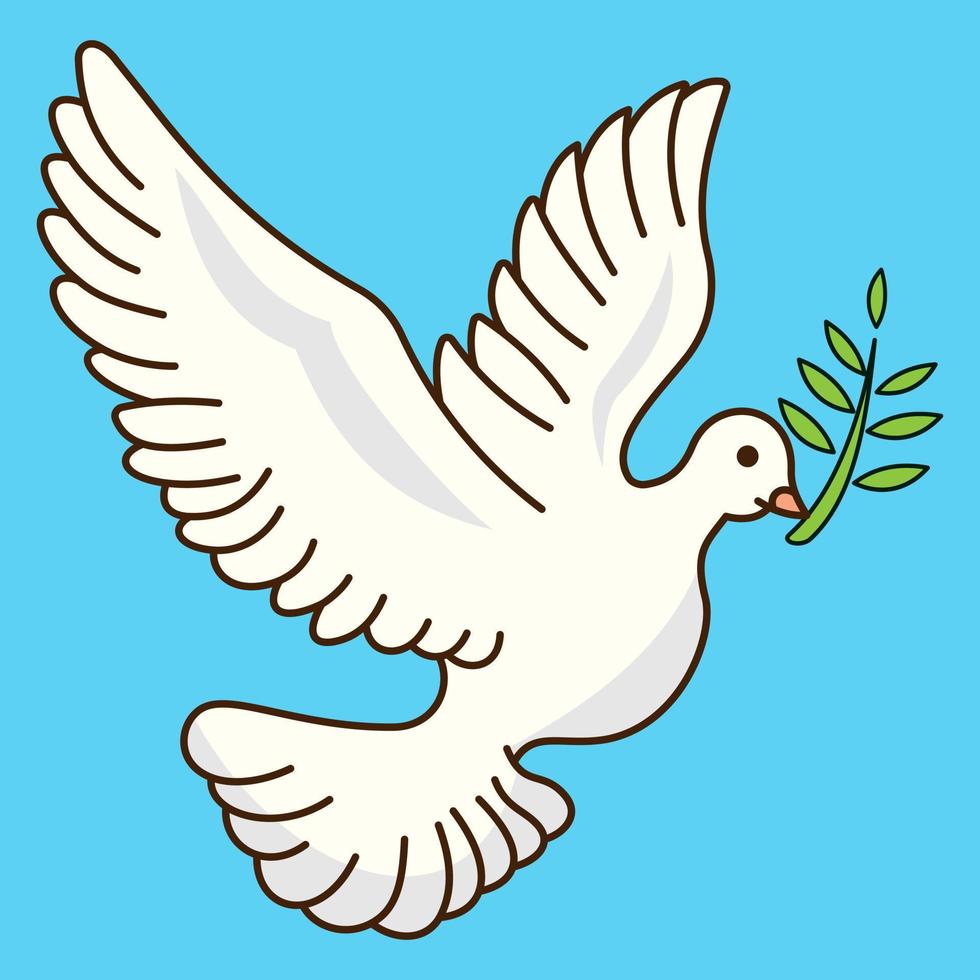 Dove of Peace with Olive Branch Cartoon Vector