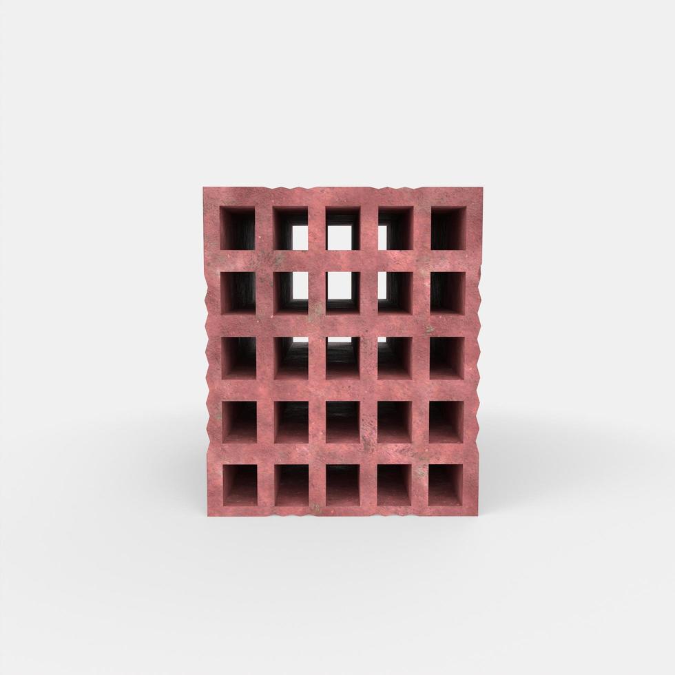 Red briquette brick 3d modelling photo