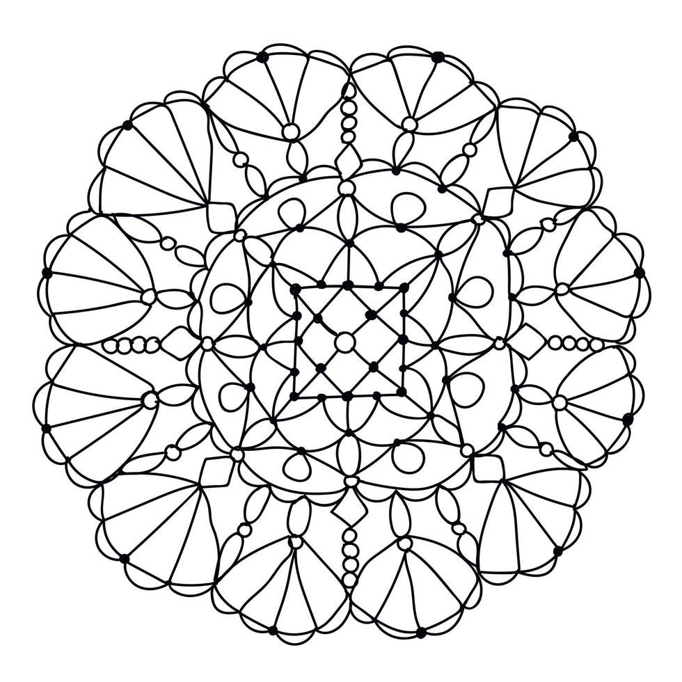 Black mandala, snowflake, lace. This illustration is on white background vector