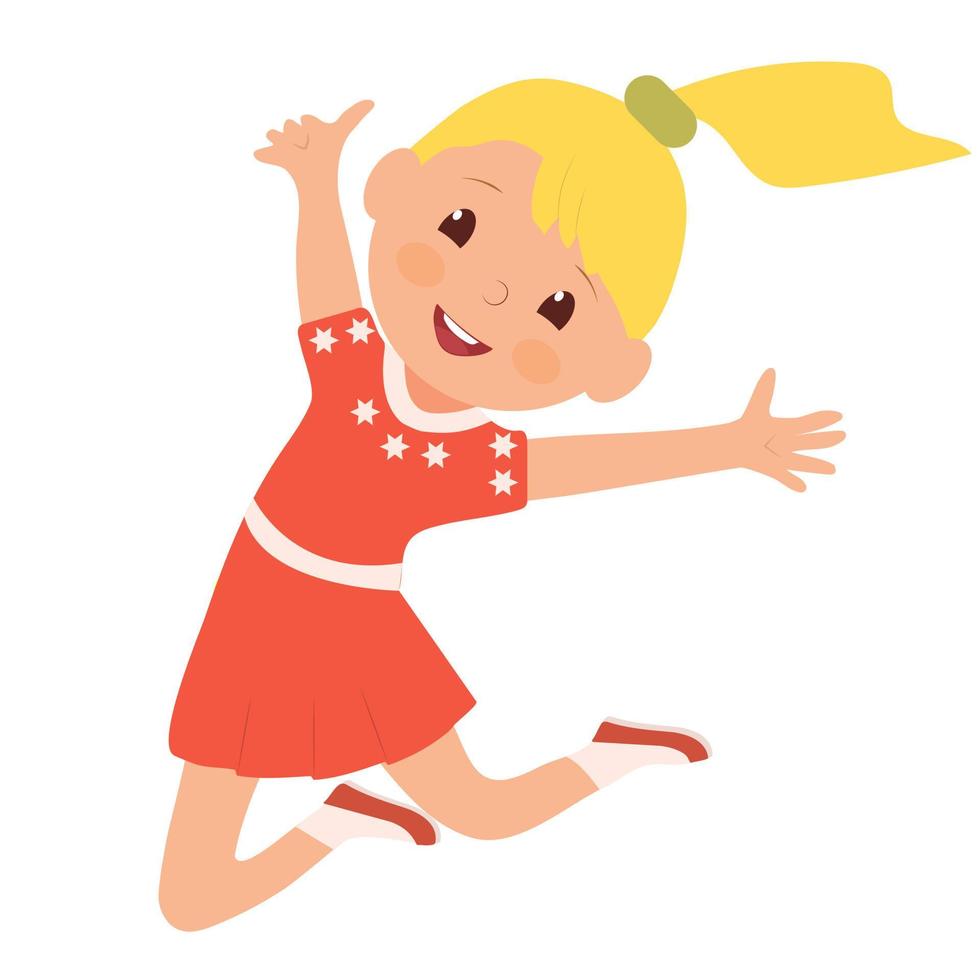 A girl  are jumping. Summer recreation and entertainment during. Vector flat illustration.