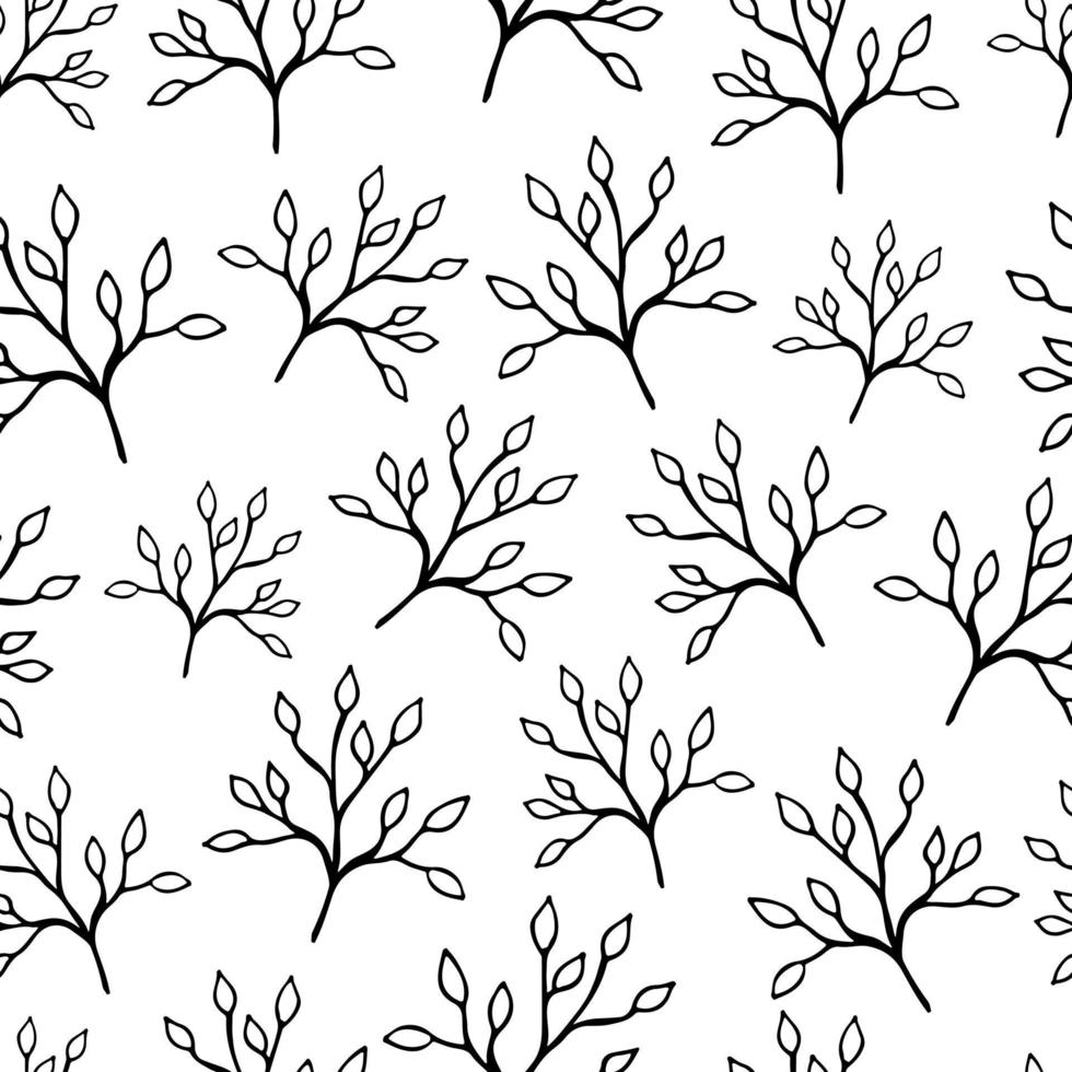 Hand drawn leaves seamless pattern. vector