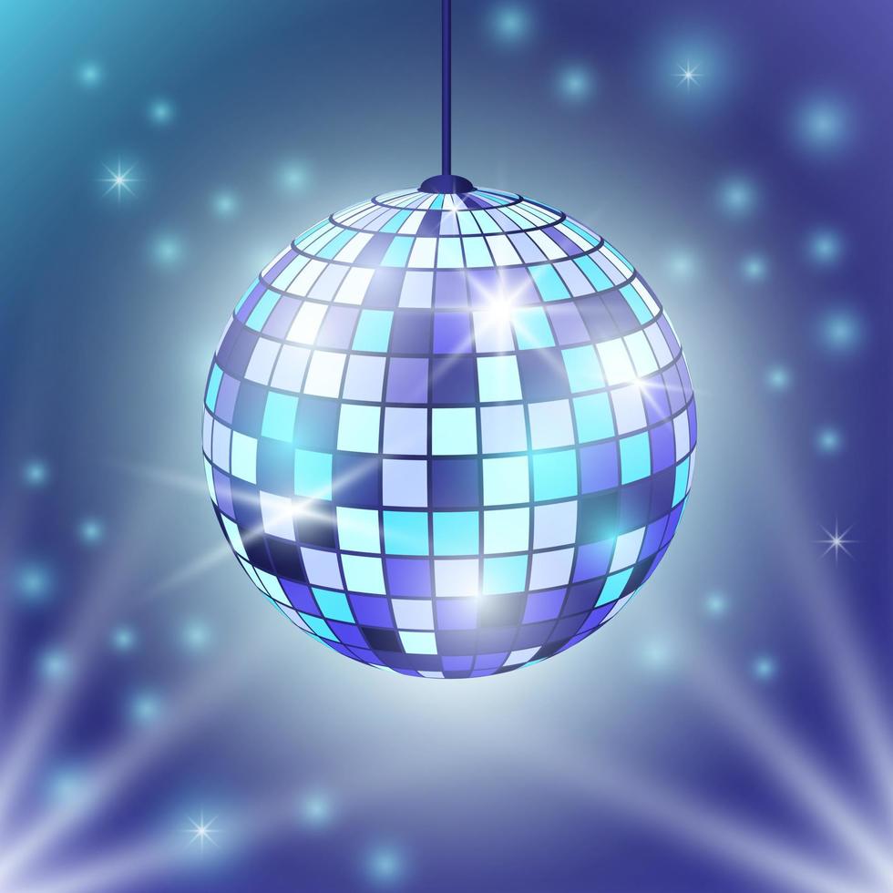 Disco ball. Night dance party music template. Background for music event concert disco, club poster vector