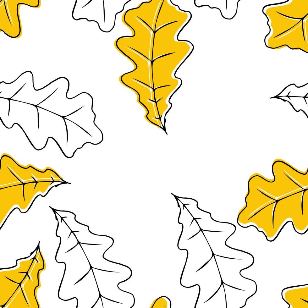 Seamless pattern with autumn oak leaves vector