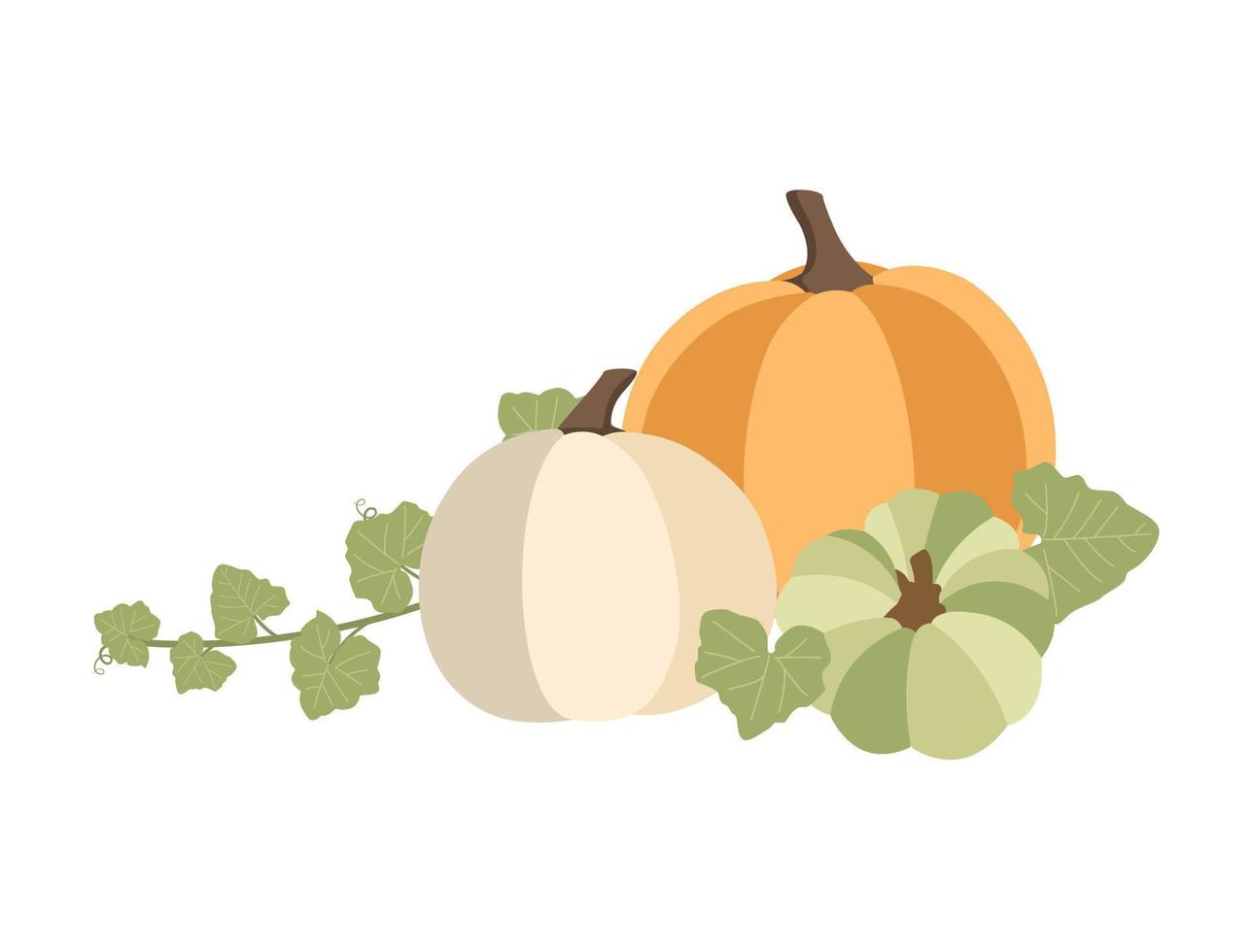 Autumn concept for Harvest festival or Thanksgiving Day. Pumkins with leaves. Background for posterw, web, banners, flyers vector