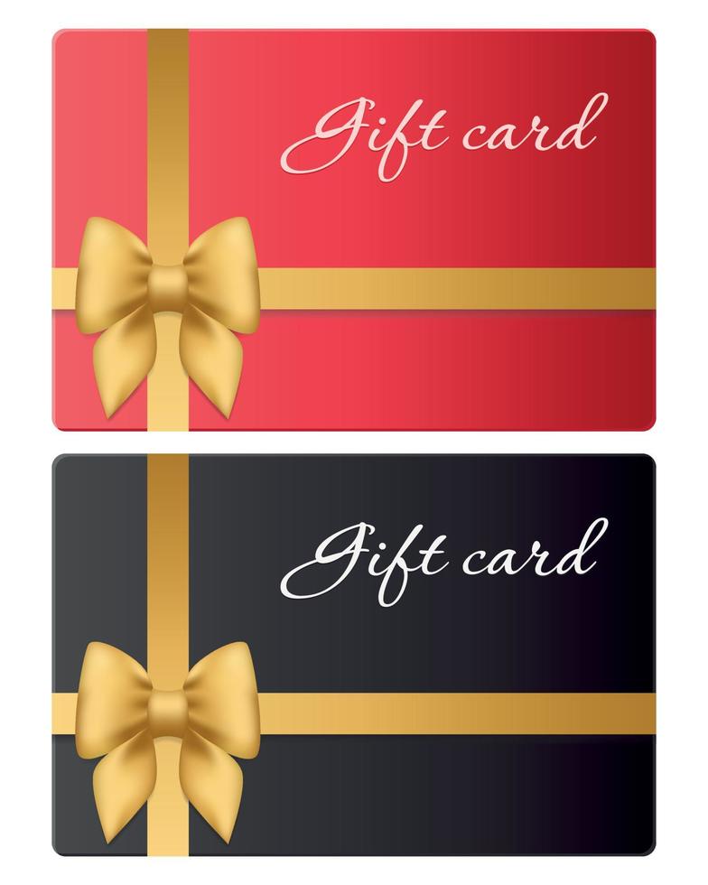 Gift card template with gold gradient bow vector