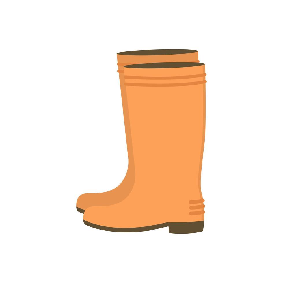 Orange gumboots. Rubber boots. Cartoon illustration. Industrial waterproof shoes, footwear. Foot protection. vector