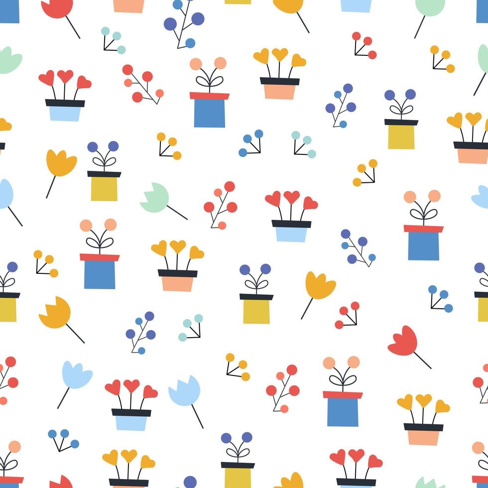 Seamless pattern with flowers and berries. Background for wallpapers, textiles, papers, fabrics, web pages. vector
