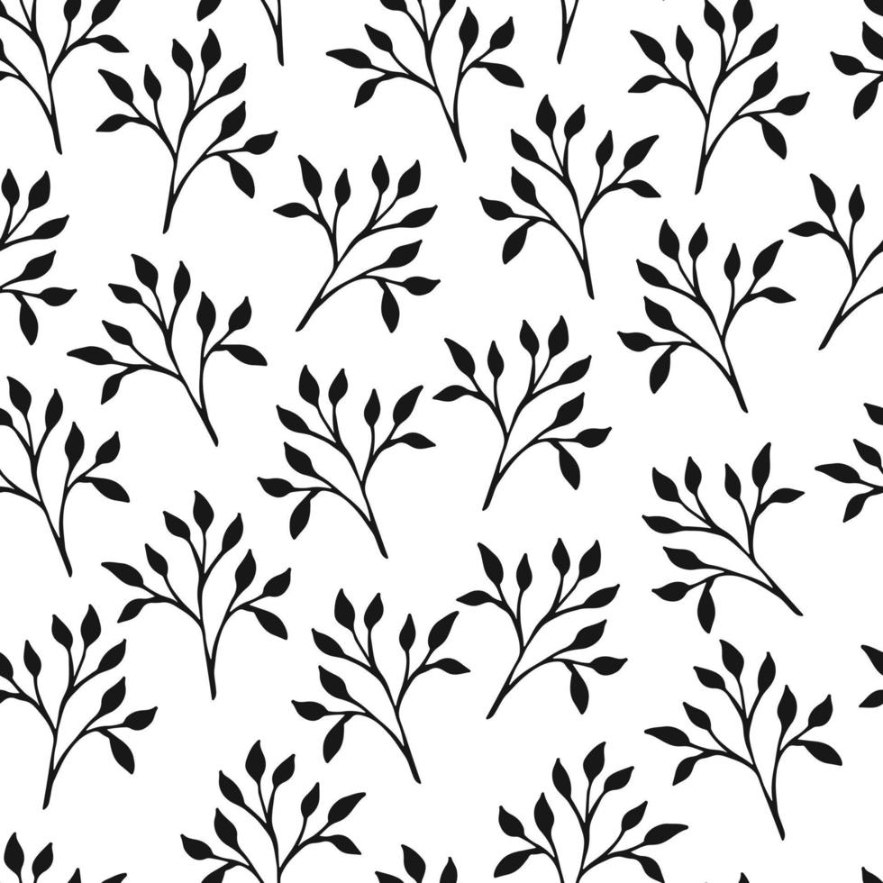 Hand drawn leaves seamless pattern. vector