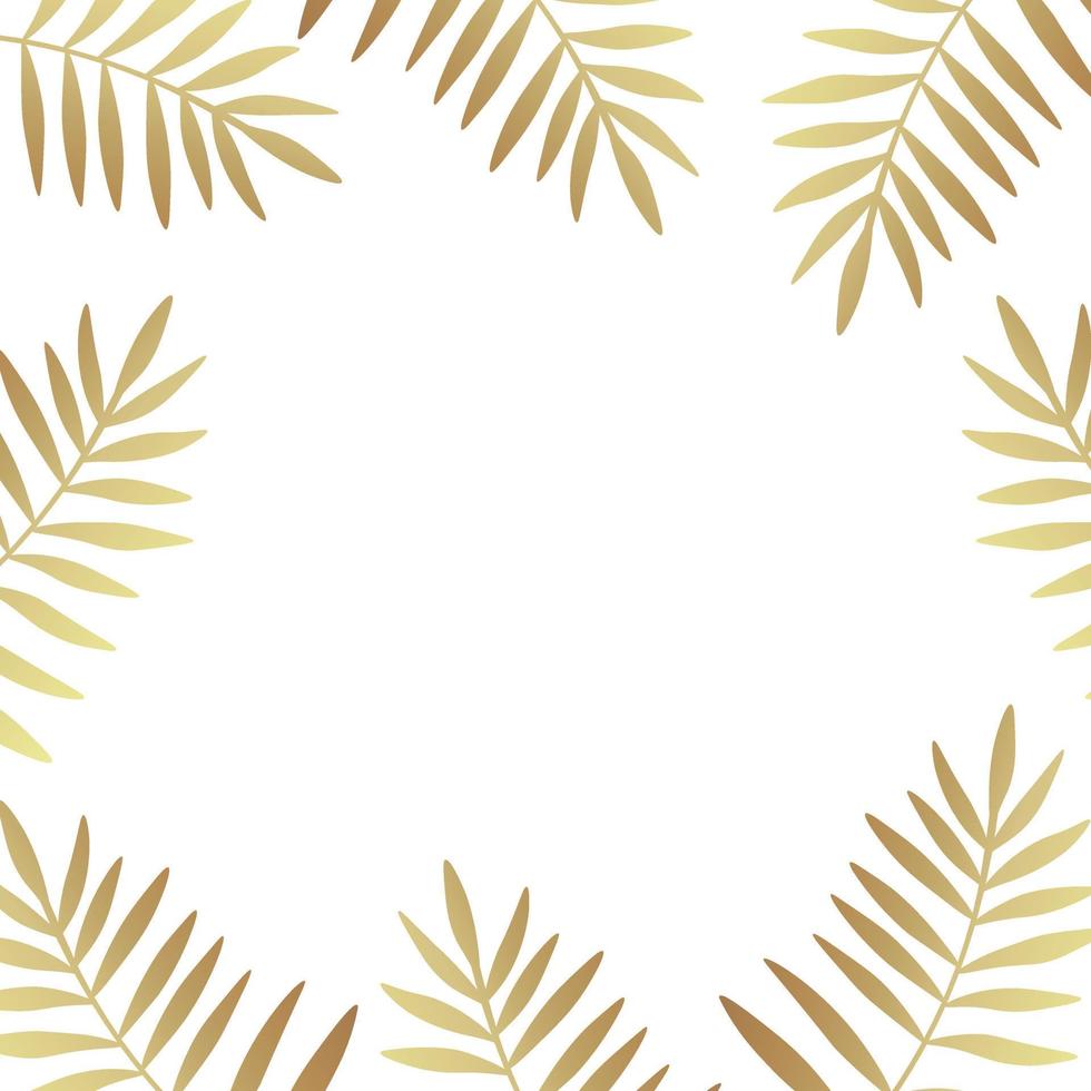 Modern gold tropical leaves abstract frame. vector