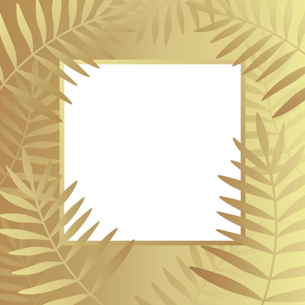 Modern gold tropical leaves abstract frame. vector