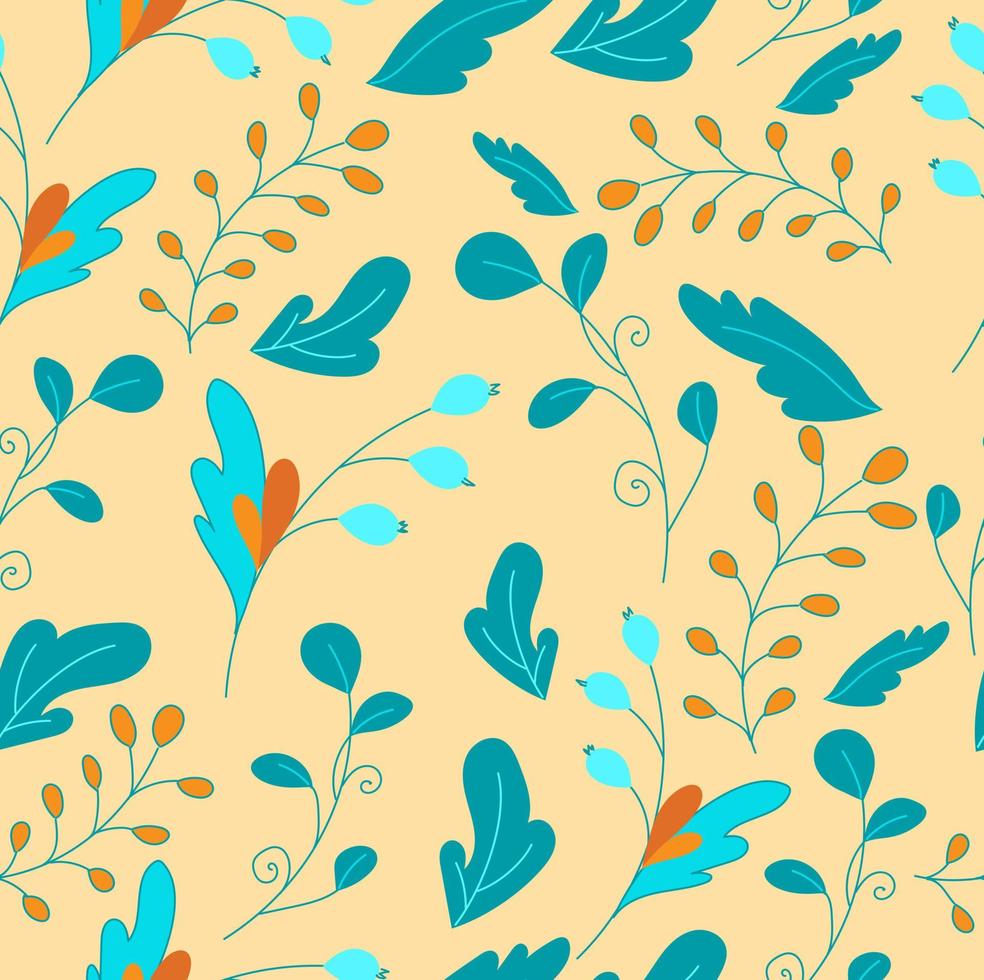 Bright pattern with berries and leaves vector