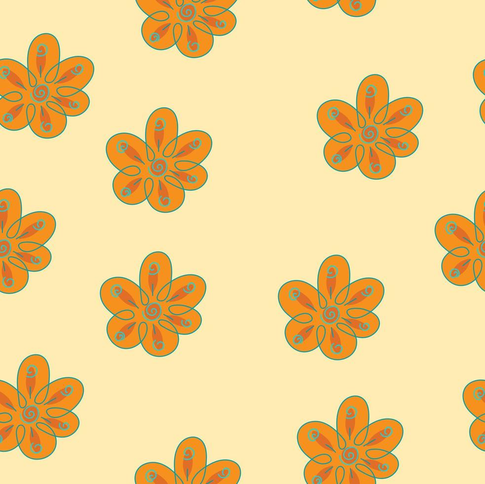 Yellow pattern with flowers vector