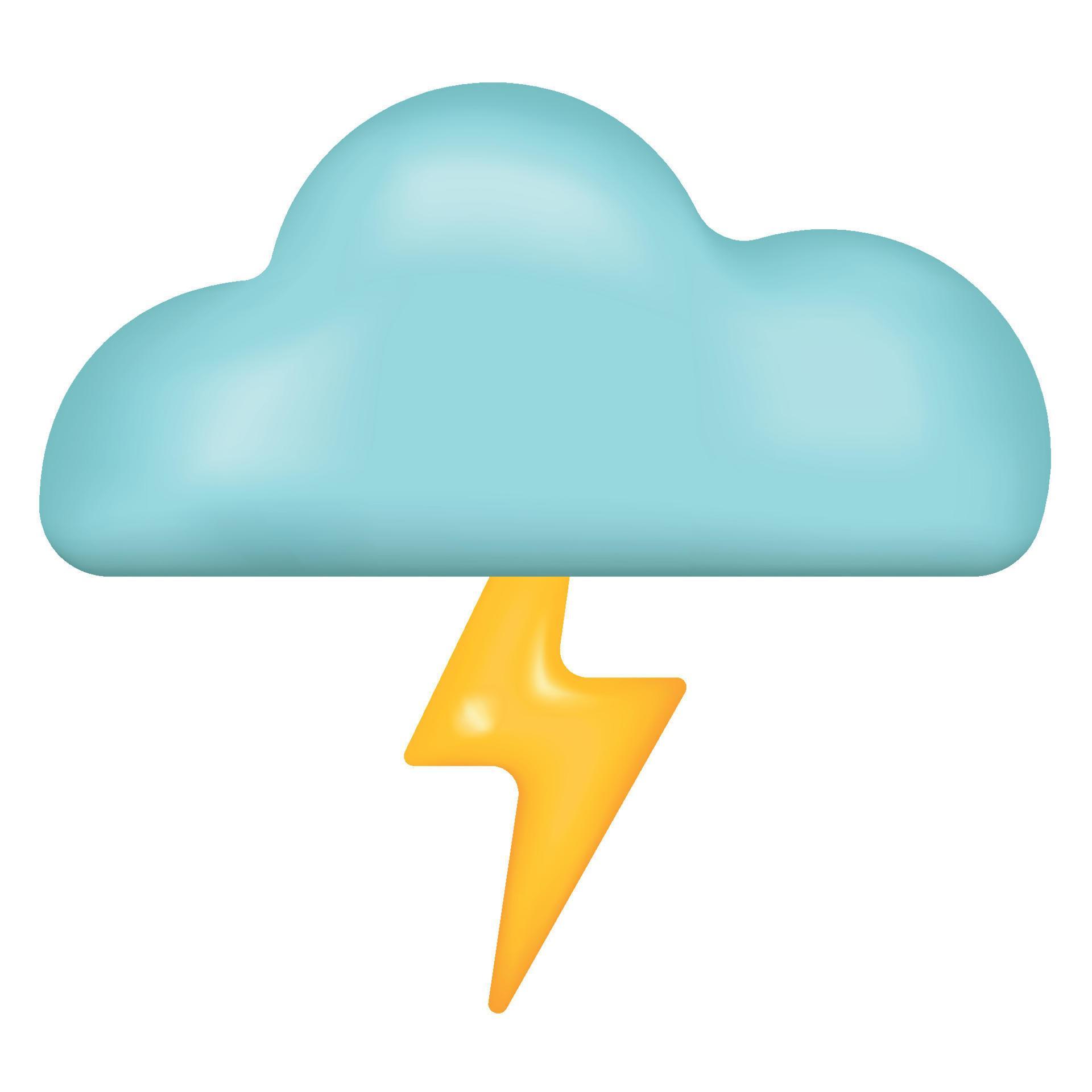 Cloud with lightning emoji icon. Thundershowers cloudy day weather