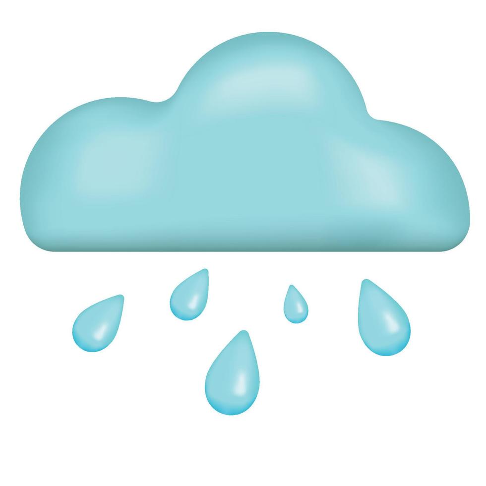 Cloud with rain emoji icon. Rainy cloudy day weather symbol. Vector illustration
