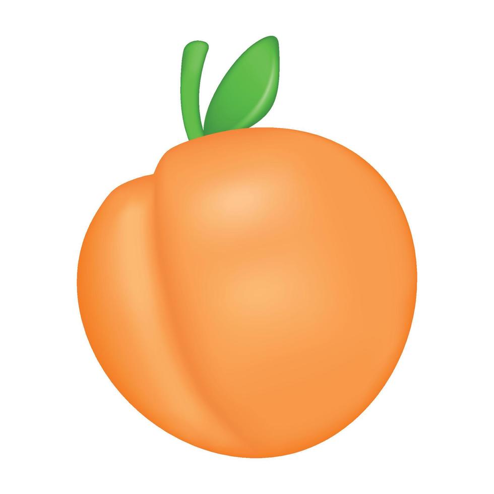 icono 3d de fruta de melocotón aislado sobre fondo blanco. emoji realista vectorial vector