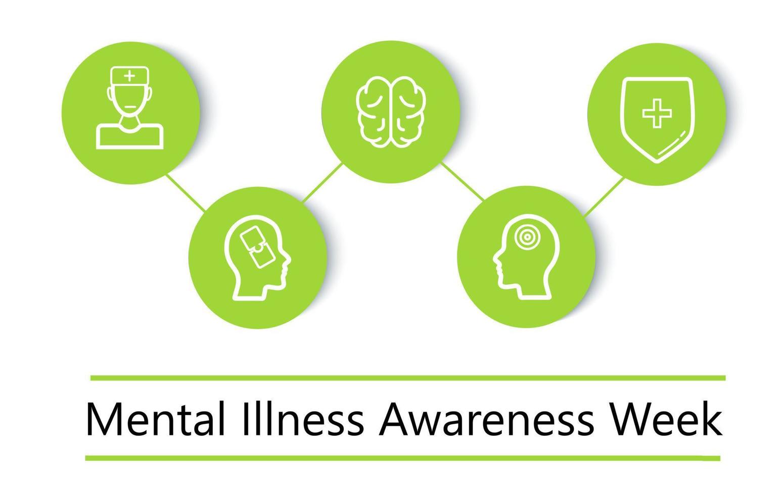 vector de concepto de semana de conciencia de enfermedad mental en color verde. ilustración de consulta de psicología profesional. depresión, tristeza info-gráficos. médico, en línea, servicio de ayuda.