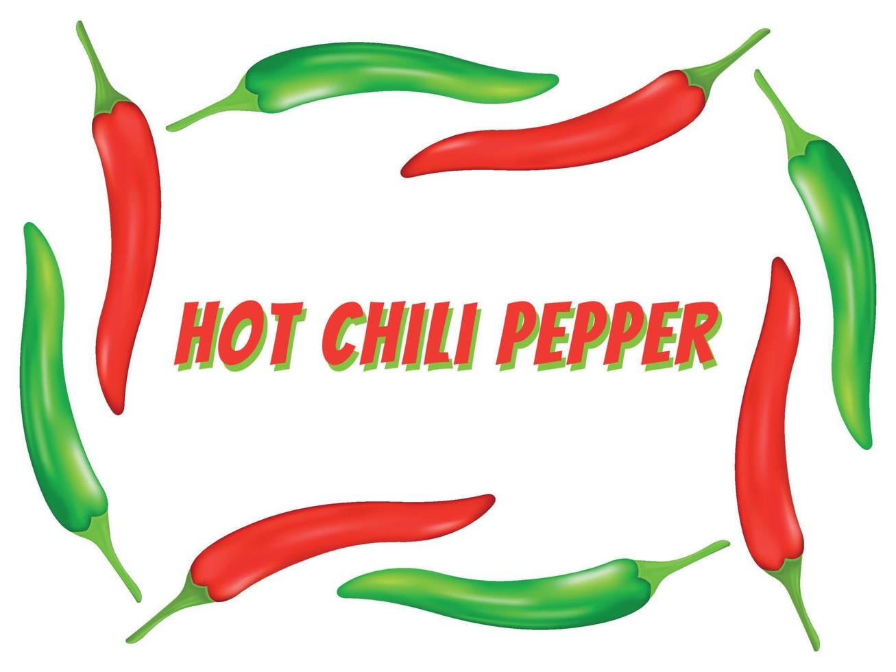 Green and red chili pepper frame on a white background, hot spicy vegetable. 3D vector illustration. EPS10