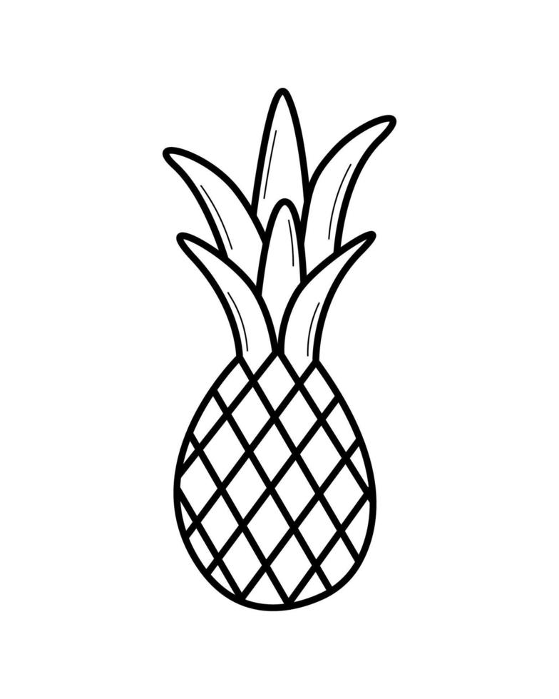 piña. icono de esbozo dibujado a mano de frutas tropicales. ilustración vectorial aislada en estilo de línea de fideos. vector