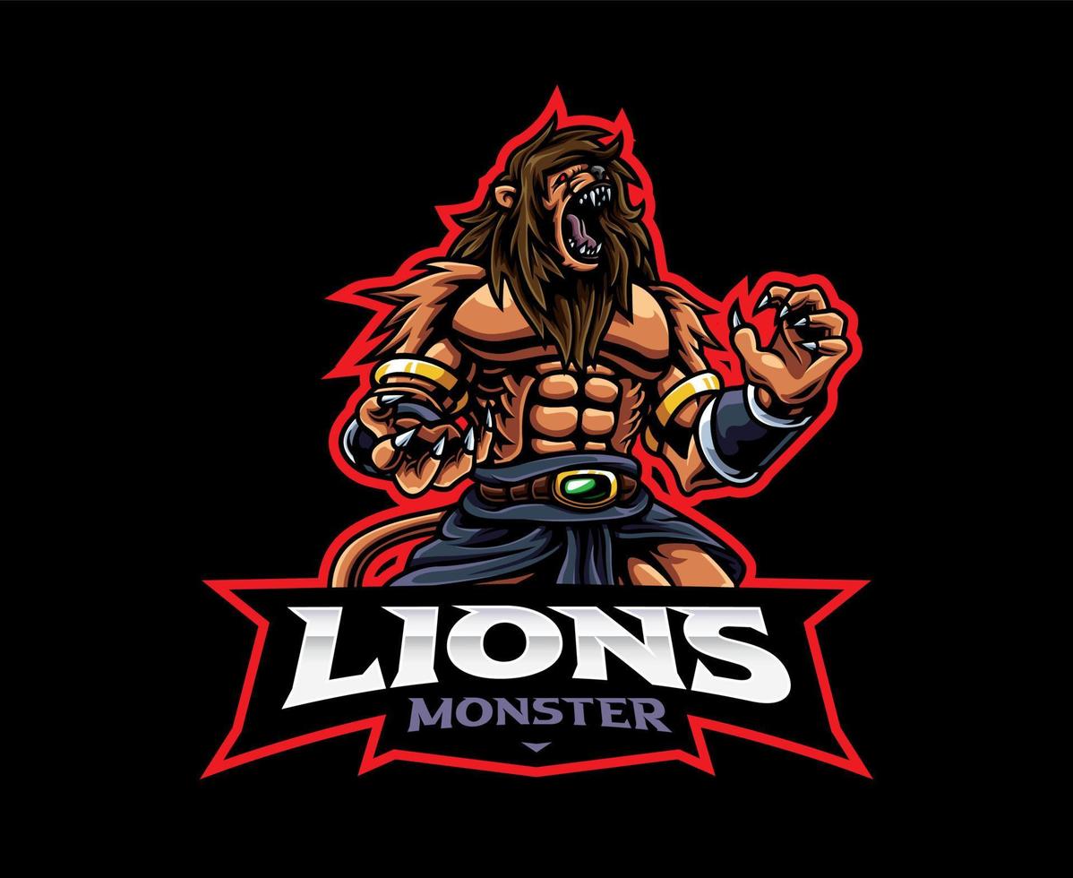 Lion monster mascot logo design vector