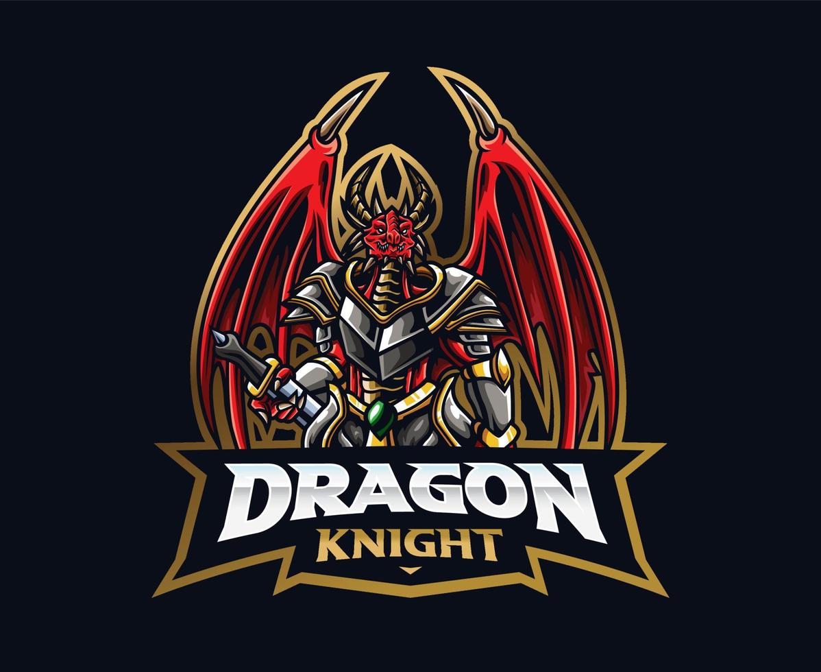 diseño del logotipo de la mascota del caballero del dragón vector