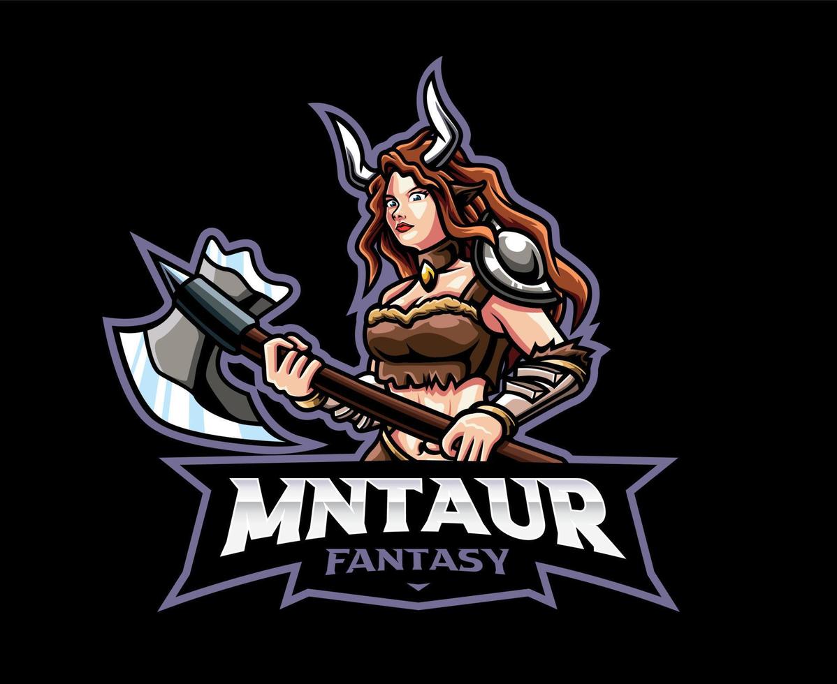 Female minotaur mascot logo design vector